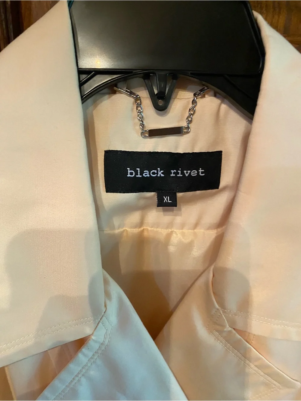 Black Rivet Cream Trench Coat with Orange Trim - Picture 5 of 5